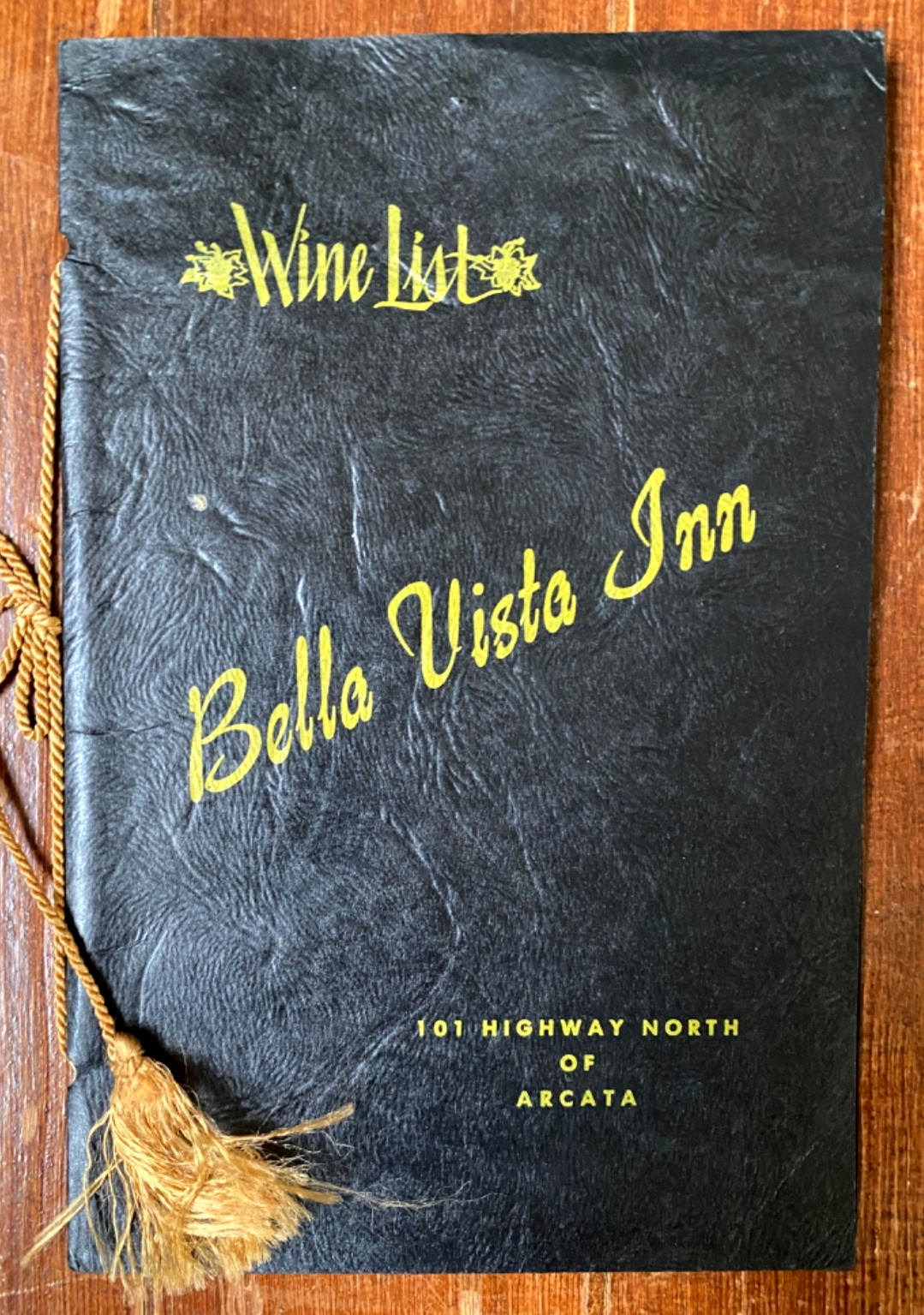1960s BELLA VISTA INN vintage wine list menu ARCATA, CALIFORNIA - 101 Highway