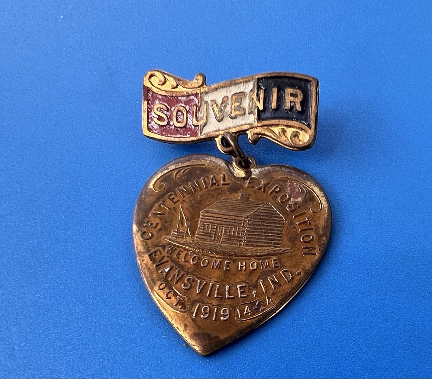 Vintage 1919 Evansville Indiana CENTENNIAL Expo Metal Broach Pin Souvenir Vintage 1919 Evansville Indiana CENTENNIAL Expo Metal Broach Pin Souvenir