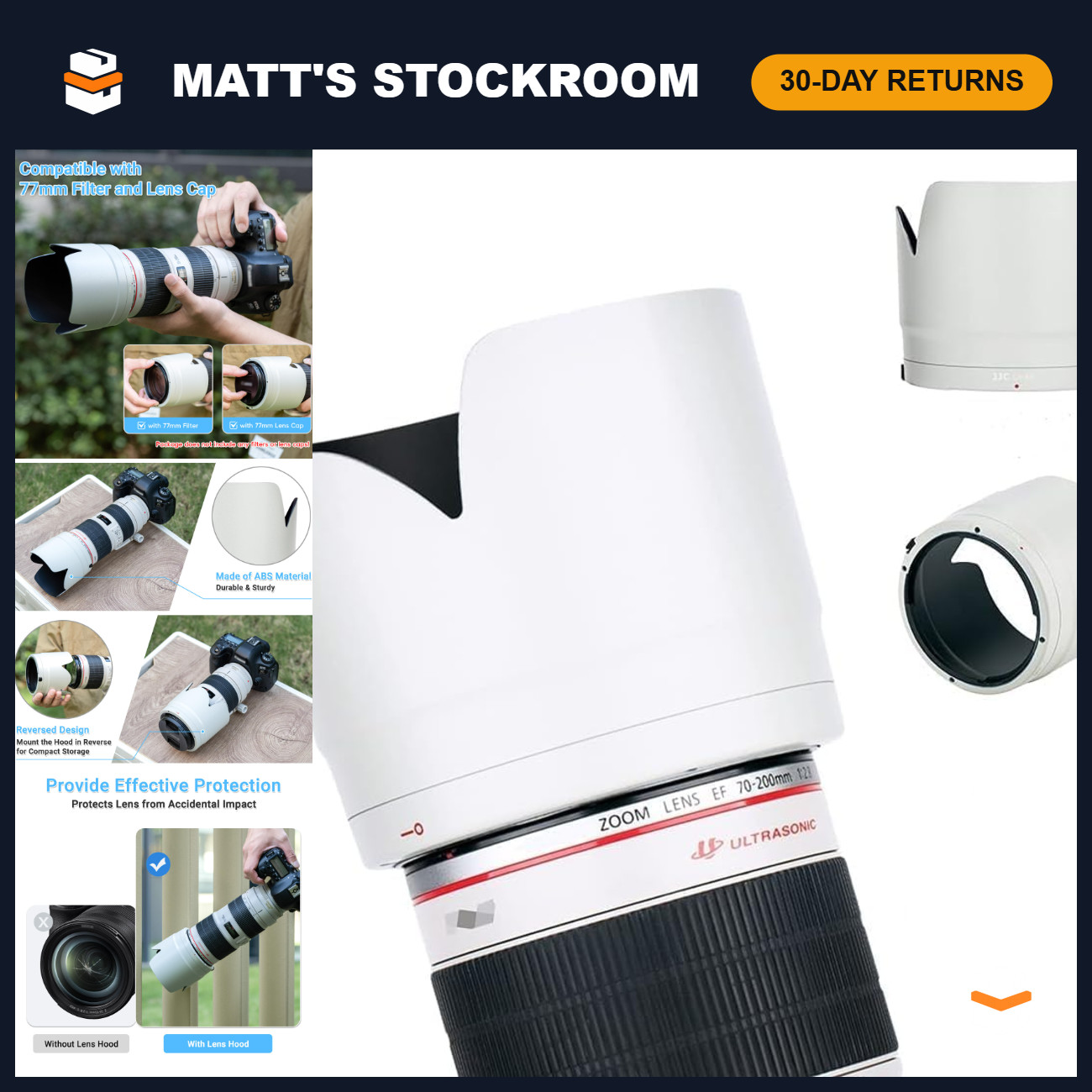 ET-87 Lens Hood Shade for Canon EF 70-200mm f/2.8L is III II USM - White