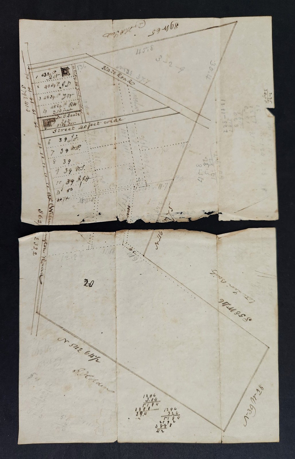 1828 antique PLATT MAP unionville e marlborough pa Dr Thomas SEAL Levi BAILEY