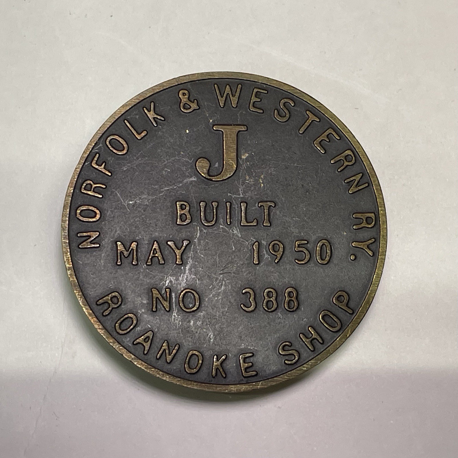 Rare Norfolk & Western Class J Belt Buckle Roanoke Shops May 1950 MM Associates