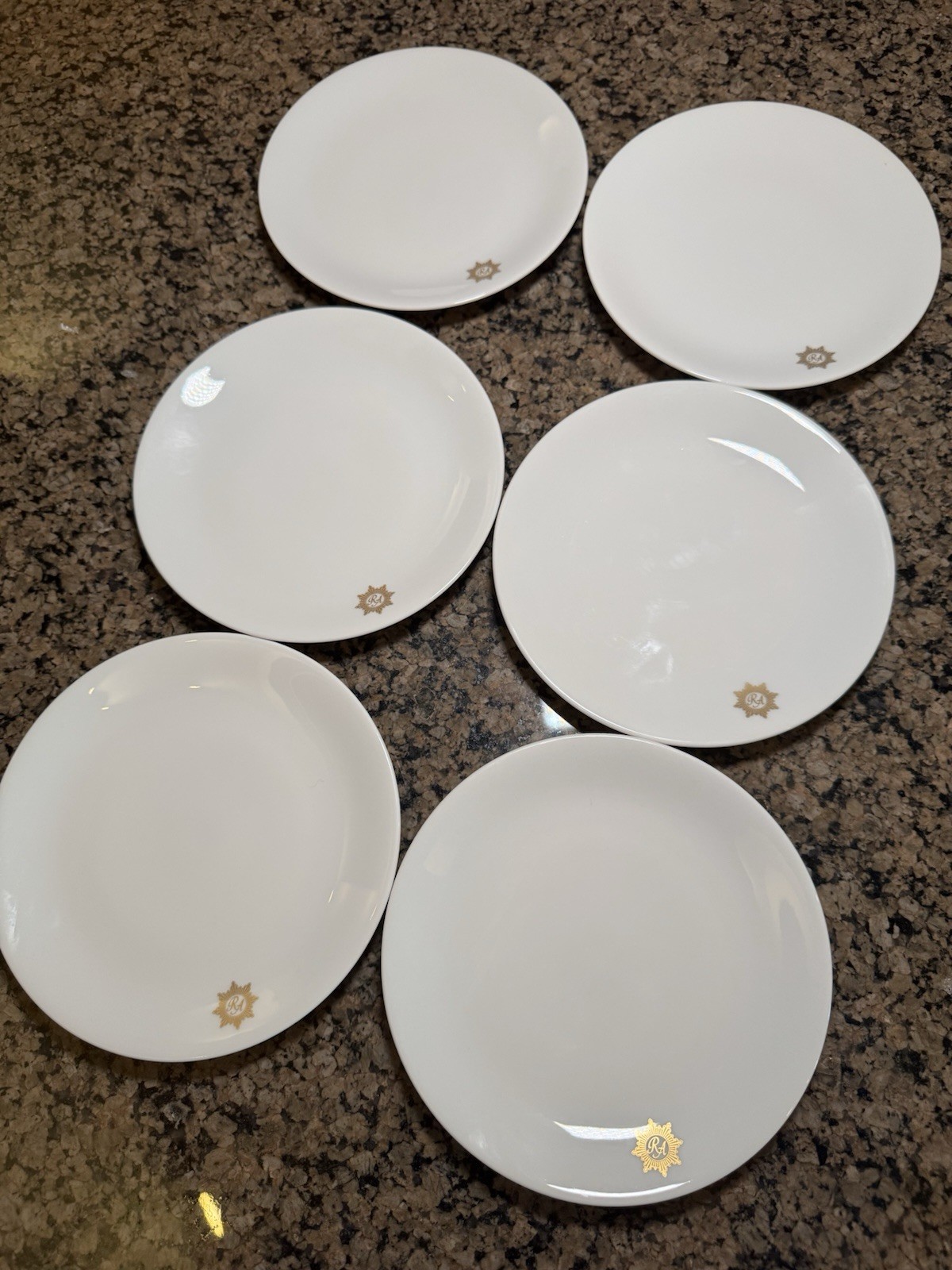 Vintage Set of 6 TWA Trans World Airlines Gold RA Rosenthal Bread Salad Plates