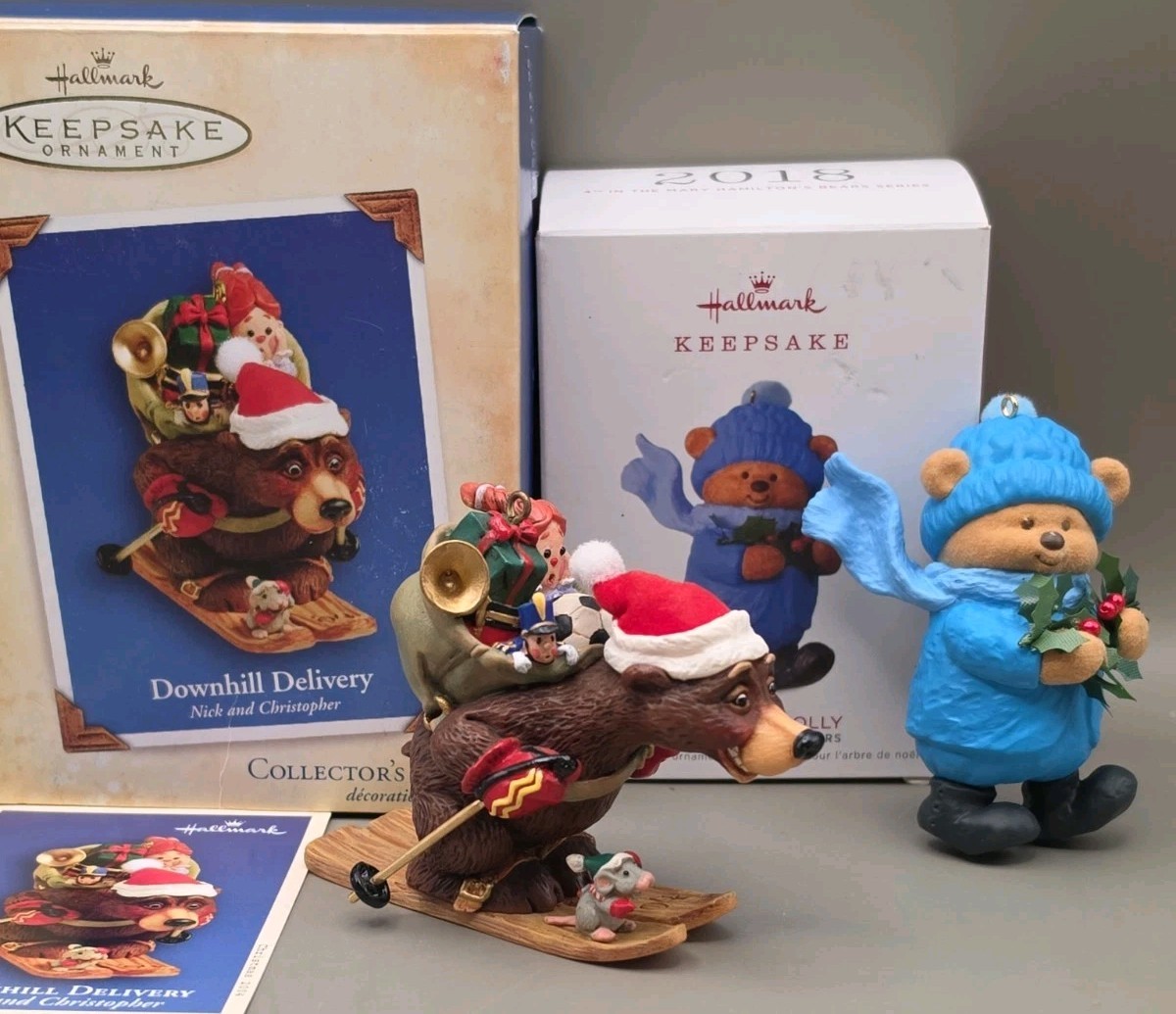Hallmark Keepsake Ornament Bear Lot Of 2 Downhill Delivery Bough Of Holly Hallmark Keepsake Ornament Bear Lot Of 2 Downhill Delivery Bough Of Holly