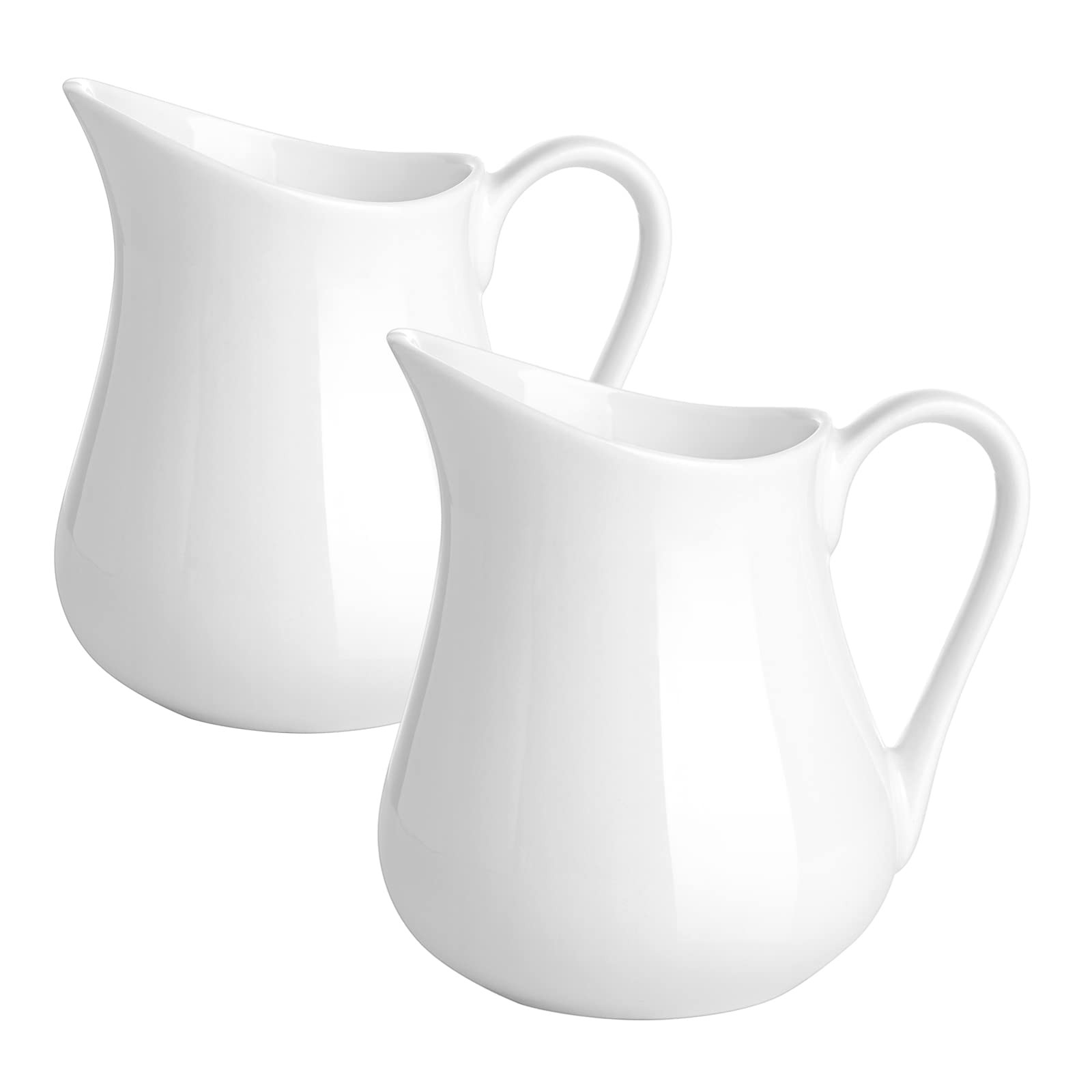 2 Pack 8 oz Ceramic Creamer Pitcher Set with Handle, Small Classic White Milk...