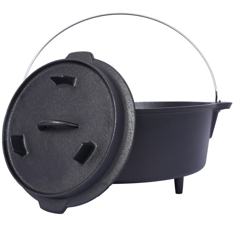 Pre-Seasoned Cast Iron Dutch Oven Camping Pot Cooking Pan 12 qt W/Skillet Lid