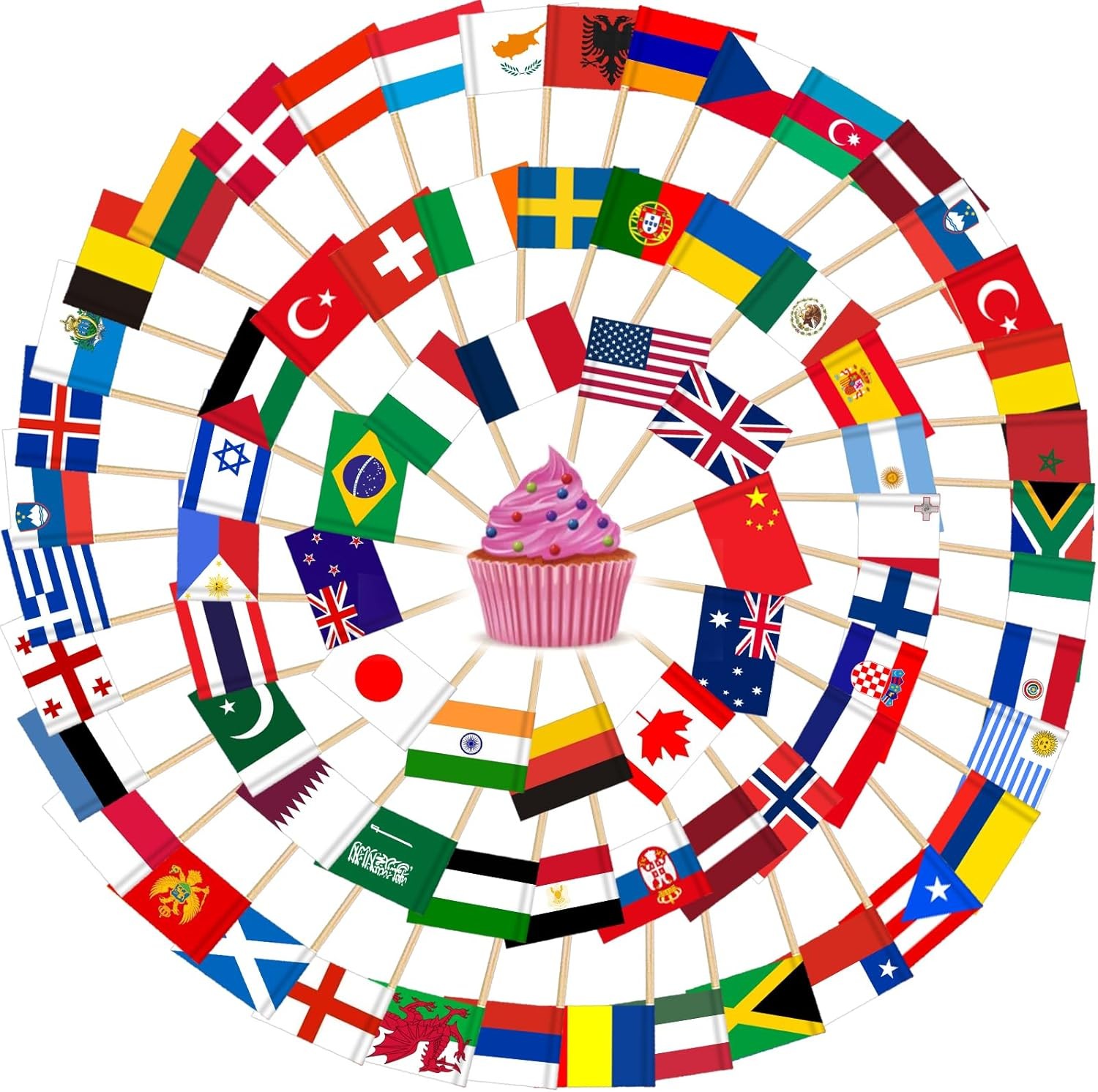 Different Countries Toothpick Flag 100 Pcs Mini Flags on Sticks World Cup Flag