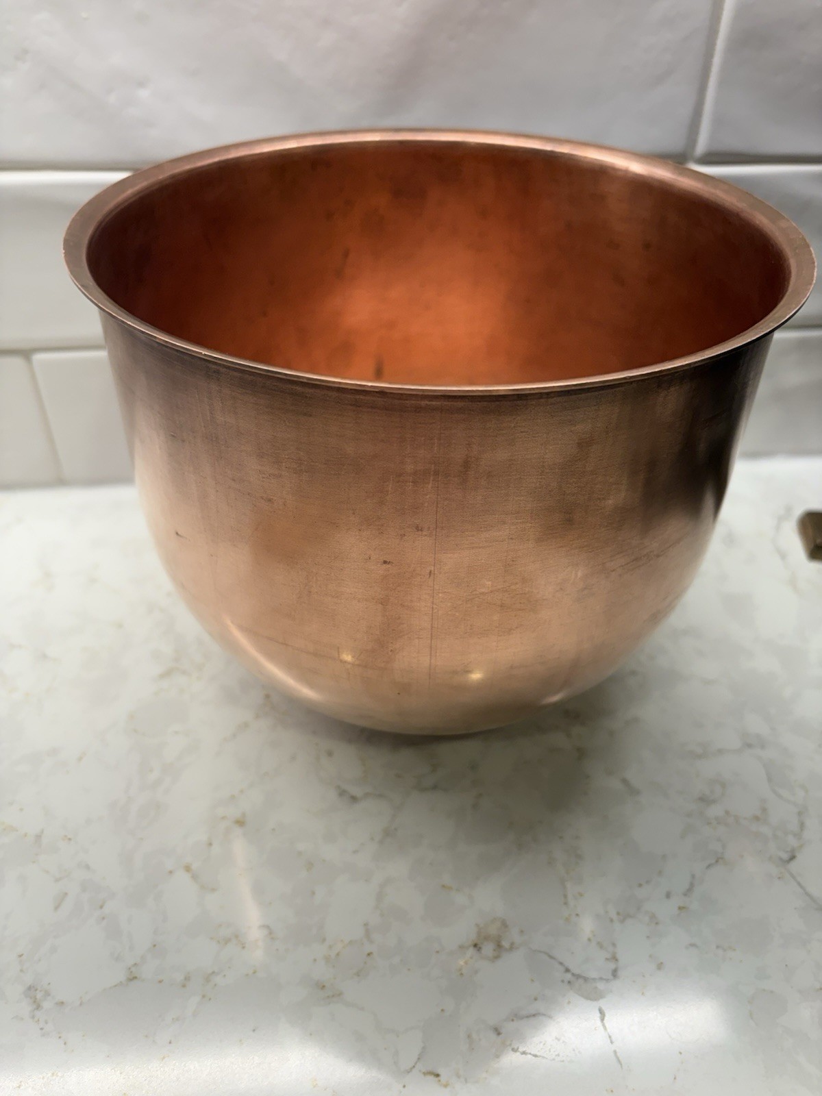 Vtg Solid Copper Mixing Bowl Flat Bottom Egg White Beating Bowl Unlined Heavy