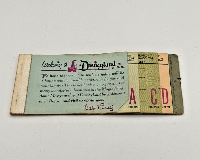June 1961 Disneyland Junior 15 Adventures Ticket Book A C D Coupons Vintage