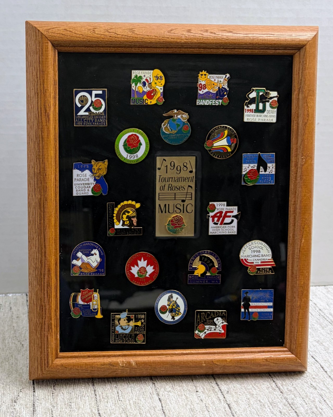 Lot of 20 Framed Rose Parade Pins 1998 Tournament of Roses