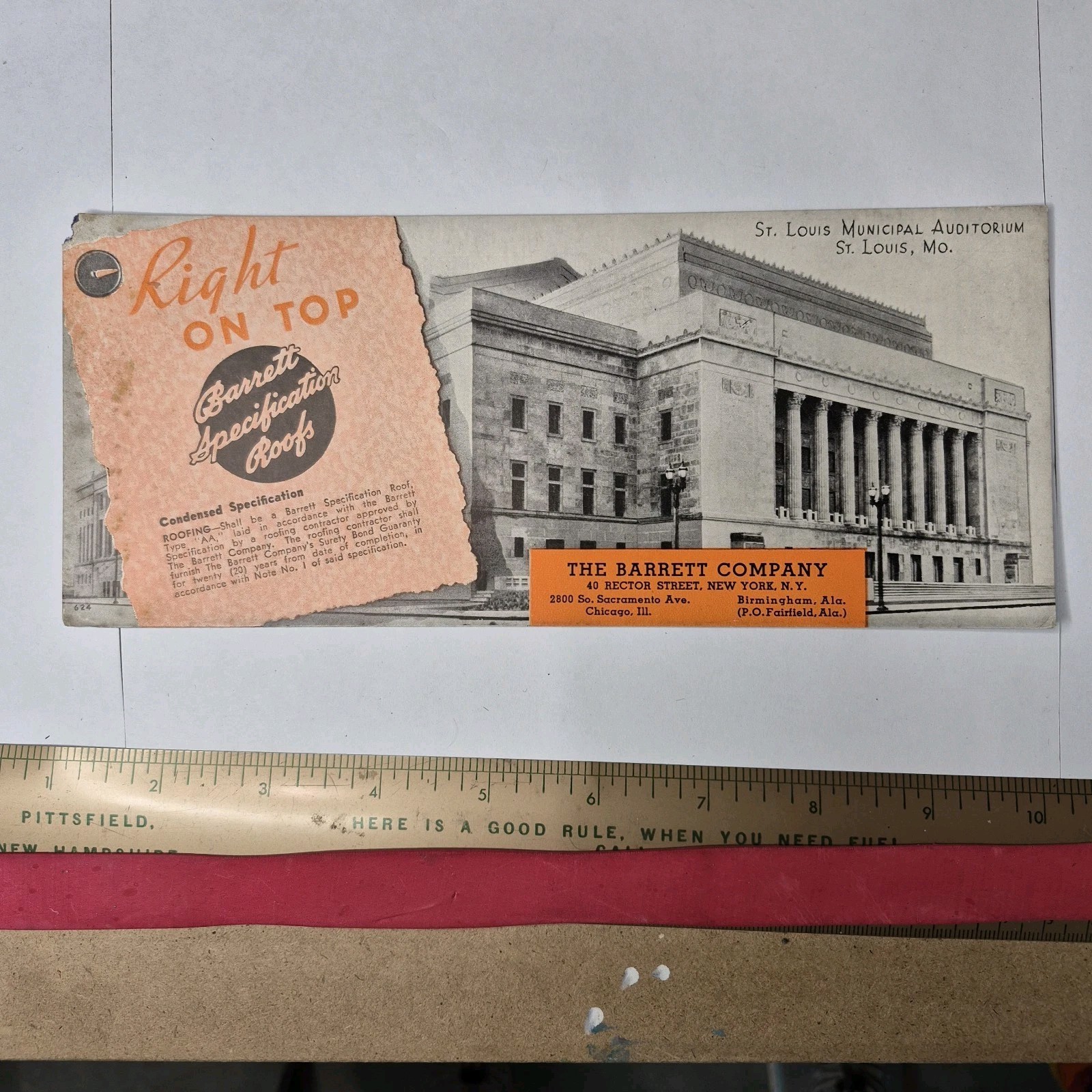 Vintage St. Louis Municipal Auditorium Advertising Ink Blotter Barrett Co.