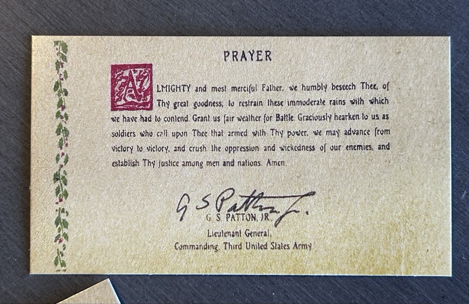 5 Gen. George Patton Mini Repro Christmas Prayer Cards.