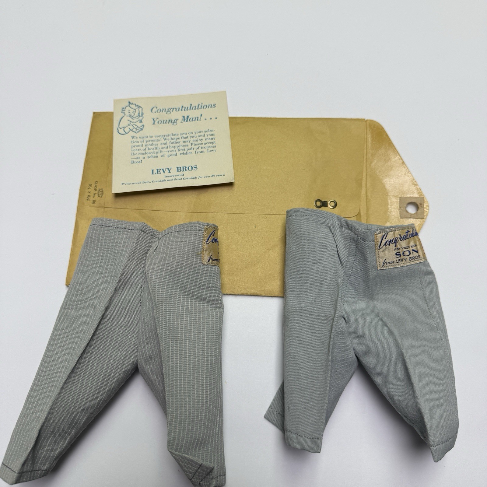 1952 Levy Bros Louisville Ky Promo Letter & Pants For A Baby New Parents Rare 1952 Levy Bros Louisville Ky Promo Letter & Pants For A Baby New Parents Rare