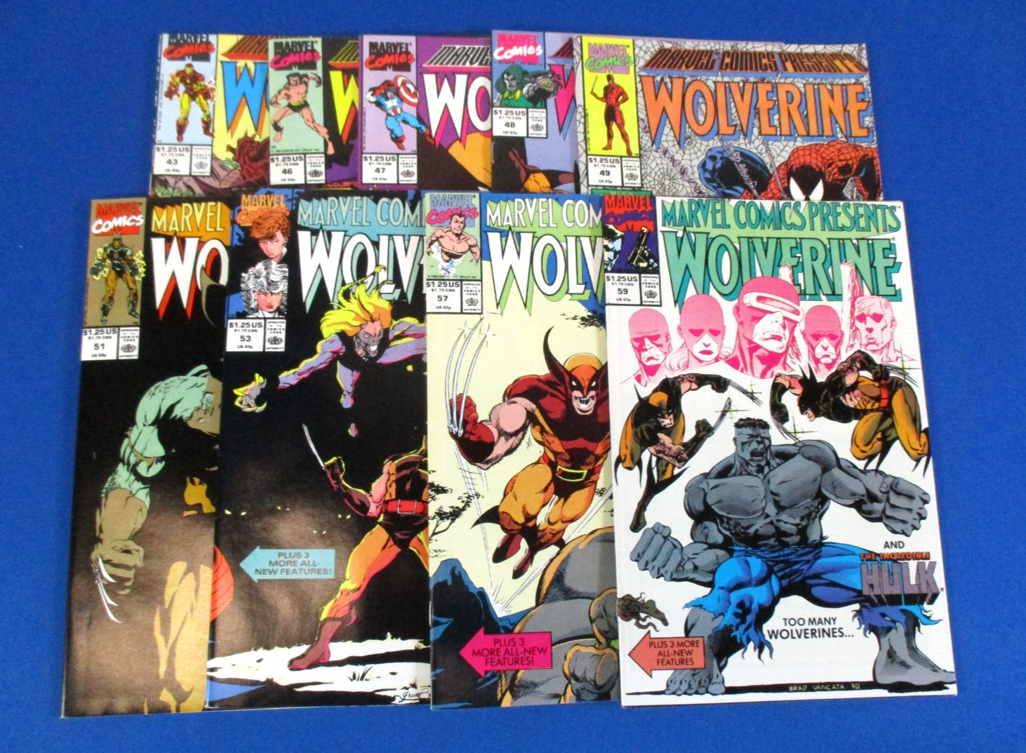 Marvel Comics Presents Wolverine #43 46 47 48 49 51 53 57 59 Lot Run VF/NM