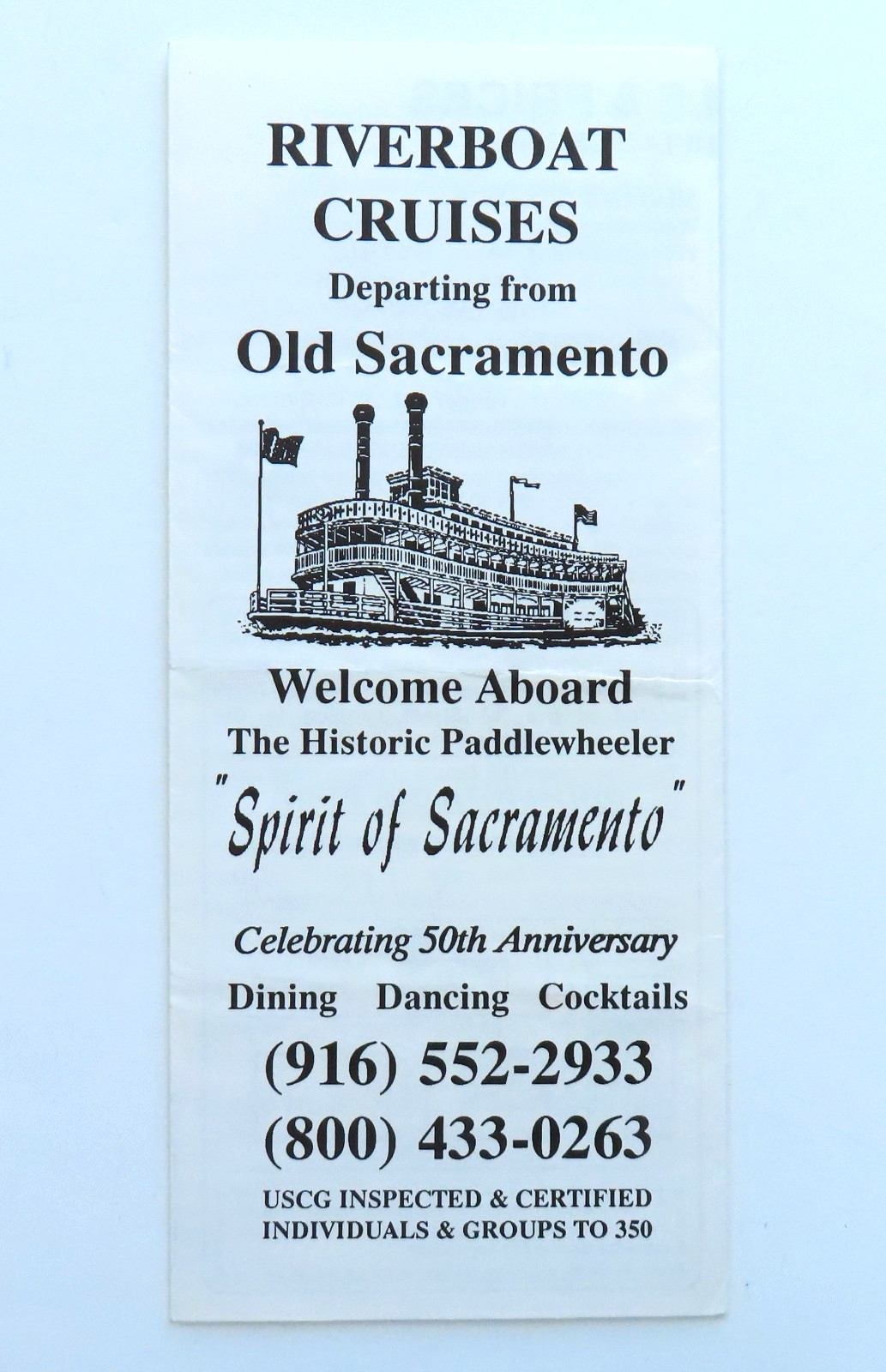 Spirit Of Sacramento Riverboat Cruises Travel Brochure Vintage 1992 California
