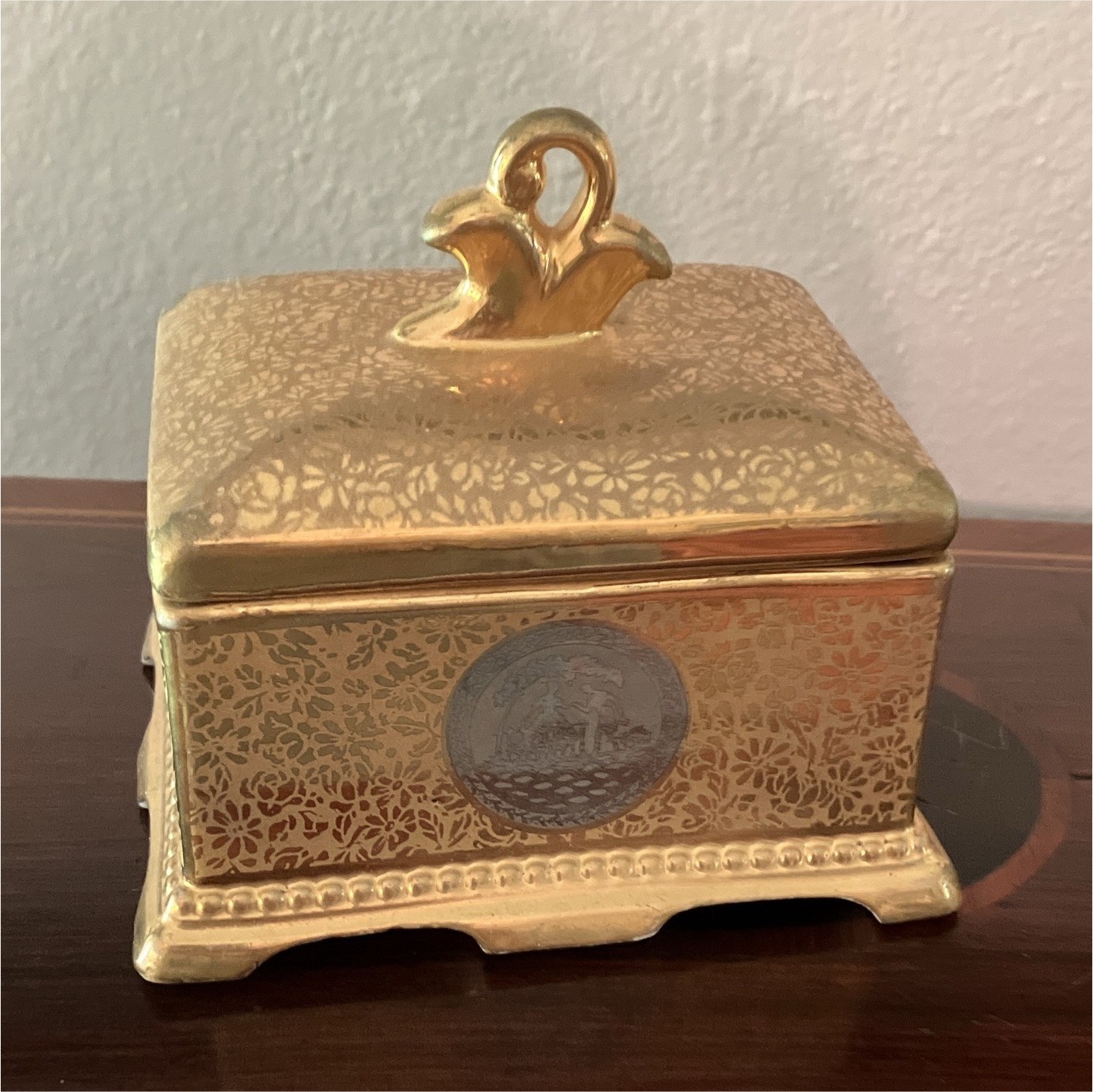 24k Gold and Platinum Cigarette Trinket Box - Vintage Crown Mark - LeMieux