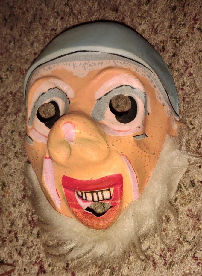 Vintage Unique Plastic Scary Halloween Mask Beard Pirate /Gnome /Sea Captain