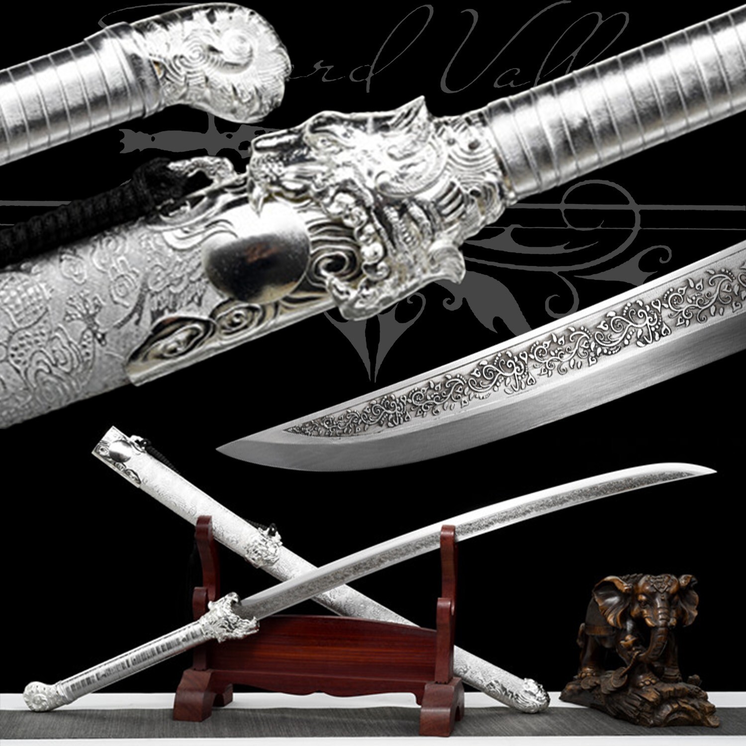 111cm Handmade Katana/High Manganese Steel/Silver/Samurai Sword/Collectible