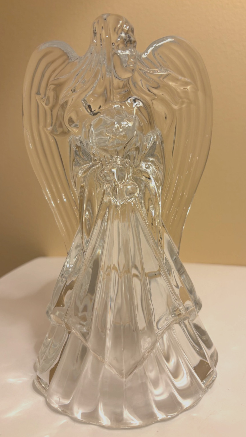 Clear 24% Lead Crystal Christmas Angel Candle Holder Figurine 7” USA