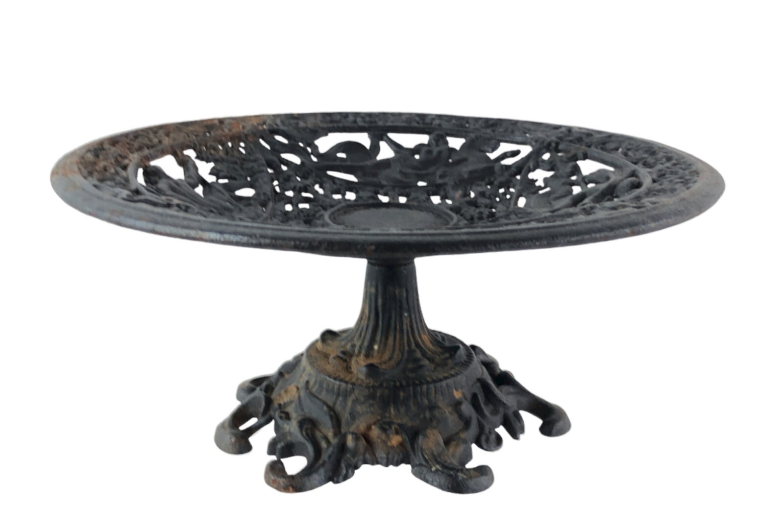 Robert Emig Cast Iron Mythology Openwork Pedestal Compote Tazza Bowl 11x4