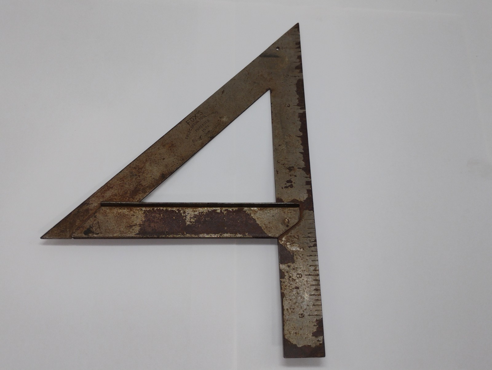 Vintage Antique Fred C. Breul Tool Works USA Fox's Miter Square Triangle