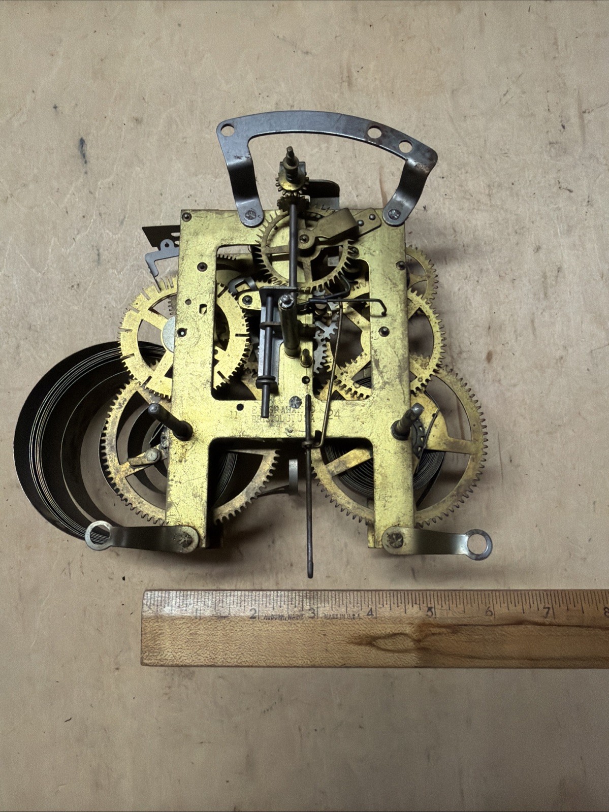 Antique Vintage Ingraham  Mantle Winding Clock Part Movement