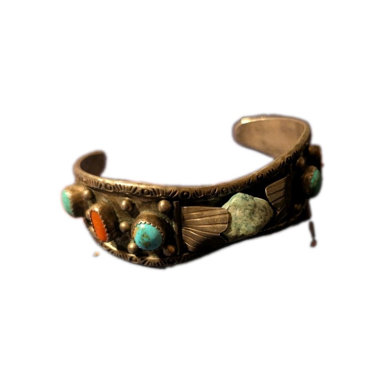 Vintage NAVAJO Signed L-R Jake STERLING 925 Cuff/Bracelet TURQUOISE BANGLE Nice