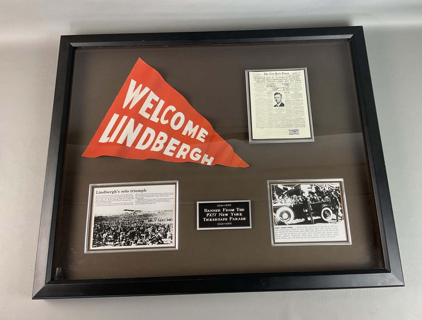 1927 Lindbergh Banner from the New York tickertape Parade Museum Quality COA
