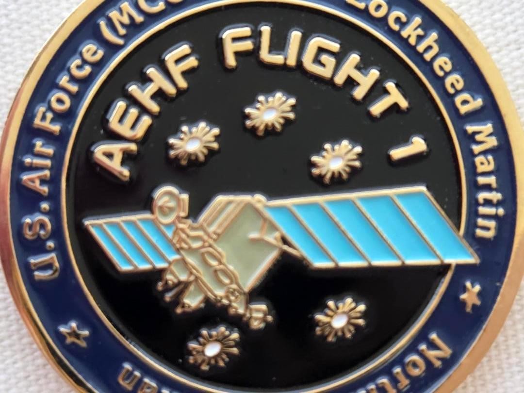 AEHF Flight 1 CHALLENGE COIN Advanced EHF Satellite US AIR FORCE Lockheed Martin