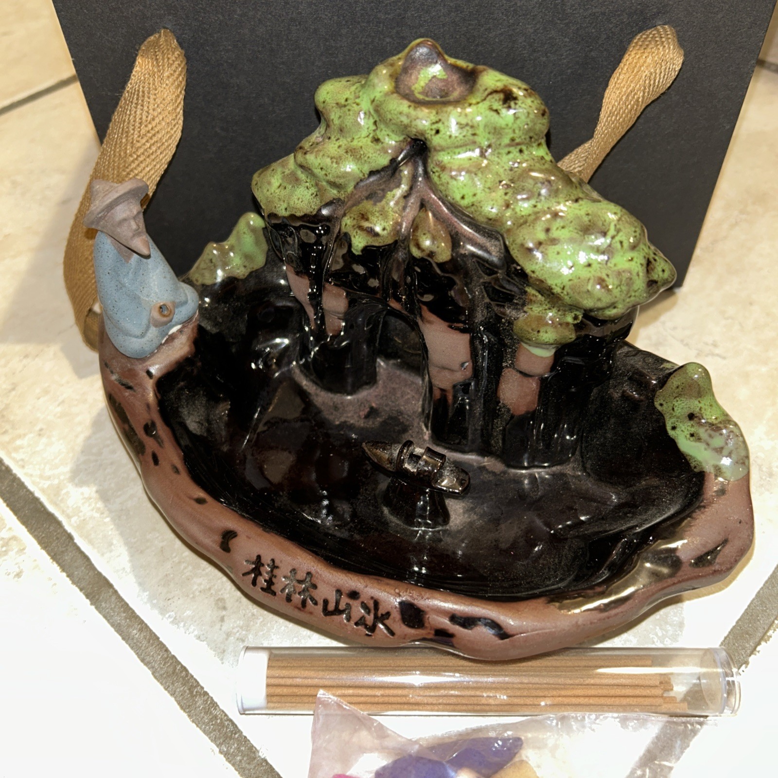 Japanese Ceramic Incense Holder Vintage 