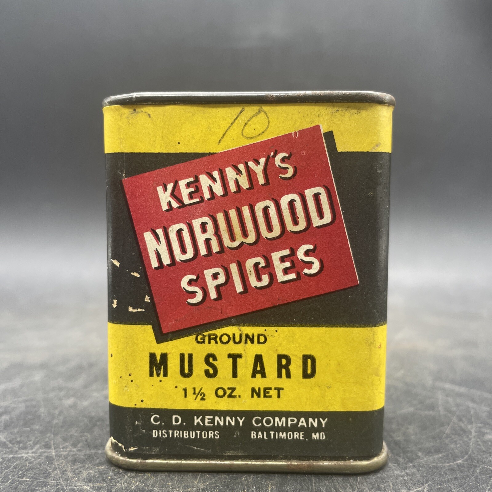 NOS Vintage Kenny\'s Norwood Spices Tin Ground Mustard Baltimore MD Full 1.5 oz