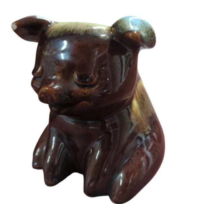 Hull Pottery Brown Drip Sitting Pig Bank