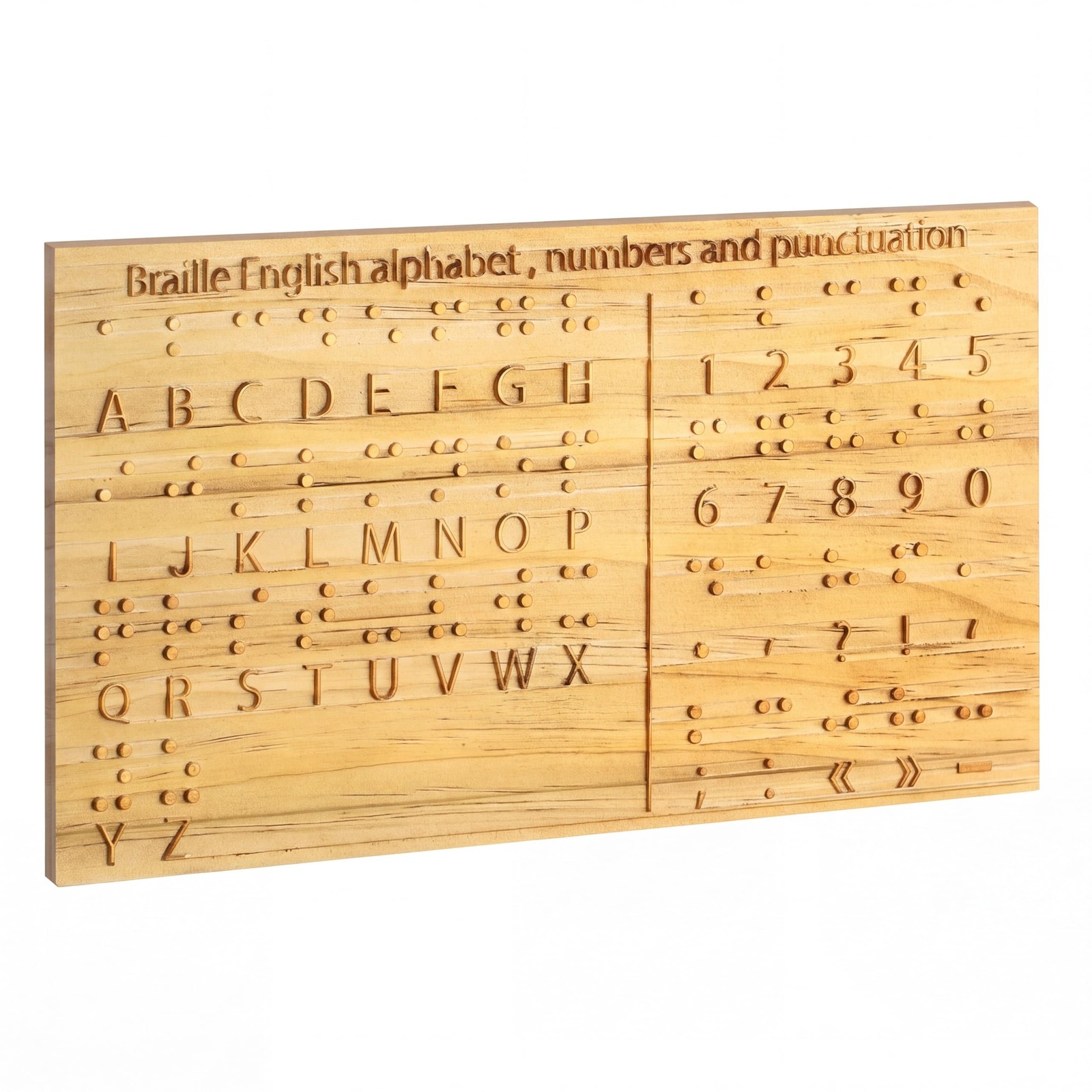 Yulejo Braille Alphabet Board 8.7x6.3in Wood Raised Dots Fingerboard Braille...