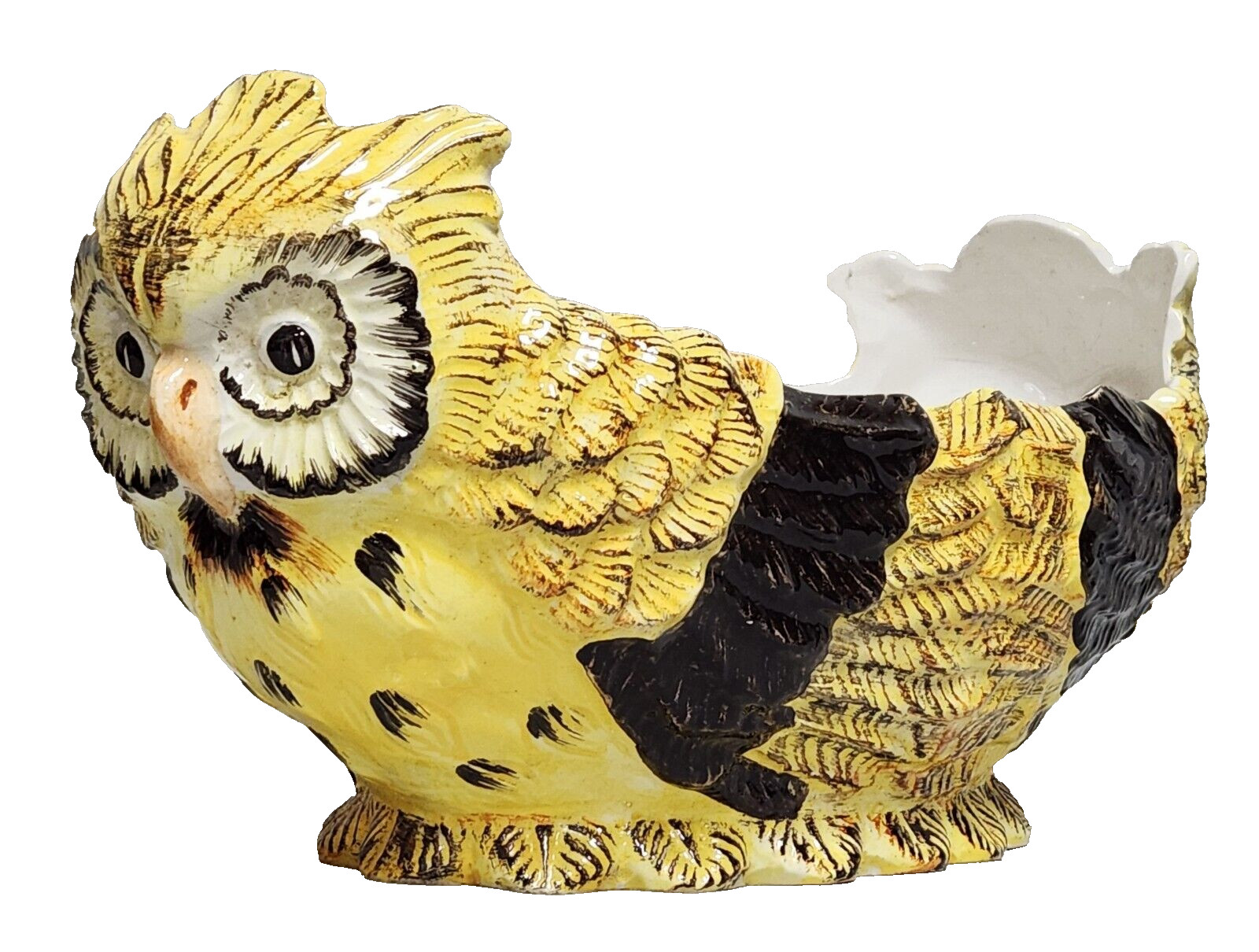 Large Majolica Ceramic Owl Planter Pot Jardiniere Capri Italy 15\