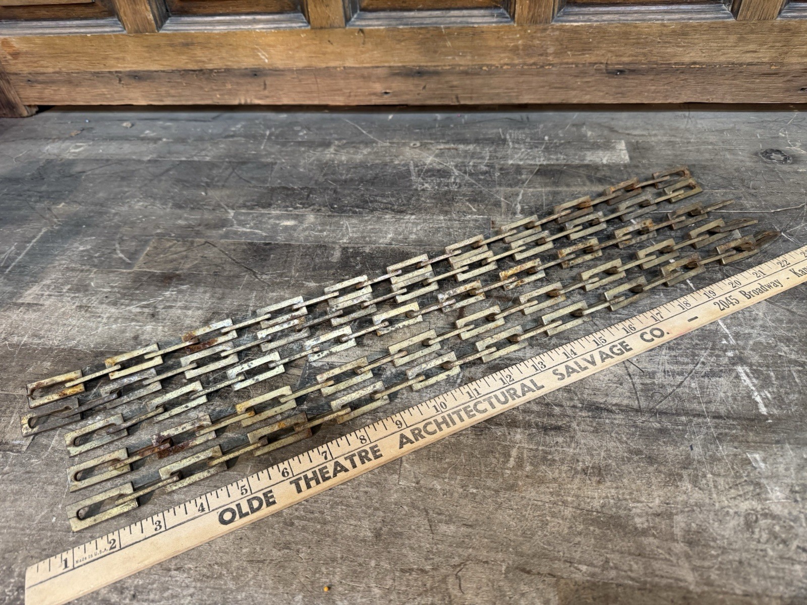 9’ + Antique Mission Square Chain - Vintage Arts & Crafts Light Fixture Part