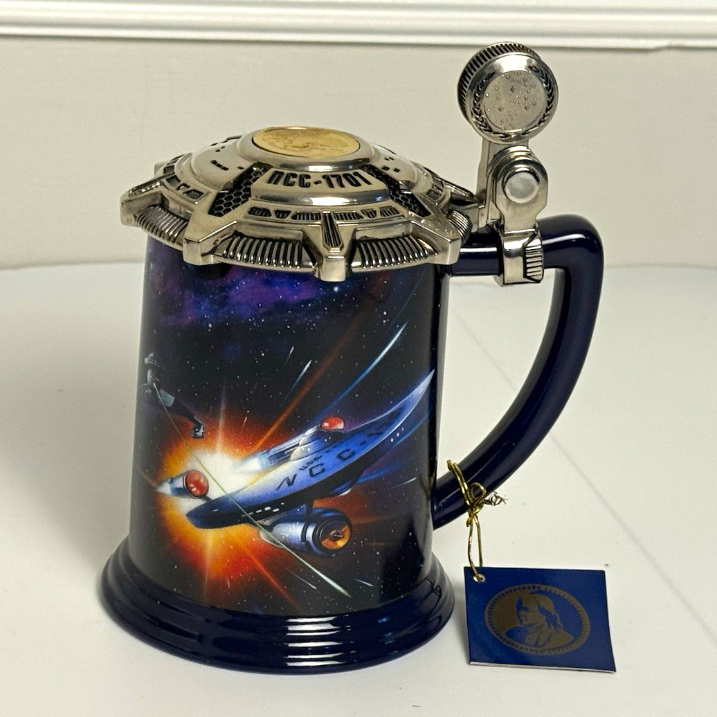 NEW Franklin Mint Star Trek NCC-1701 Enterprise Collector Tankard Stein 2000