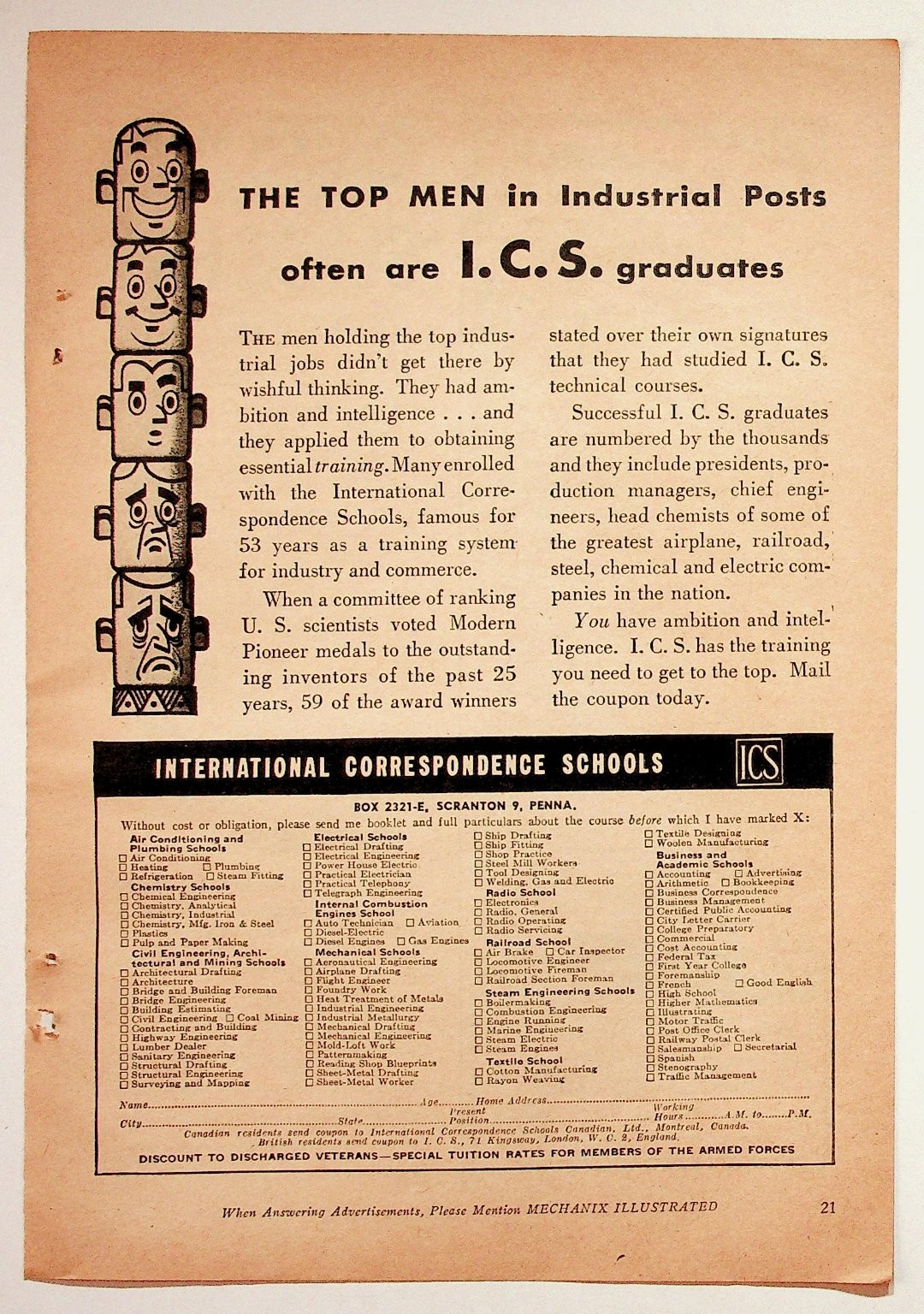 I.C.S. Vintage Magazine Ad International Correspondence Schools 1950s Education I.C.S. Vintage Magazine Ad International Correspondence Schools 1950s Education