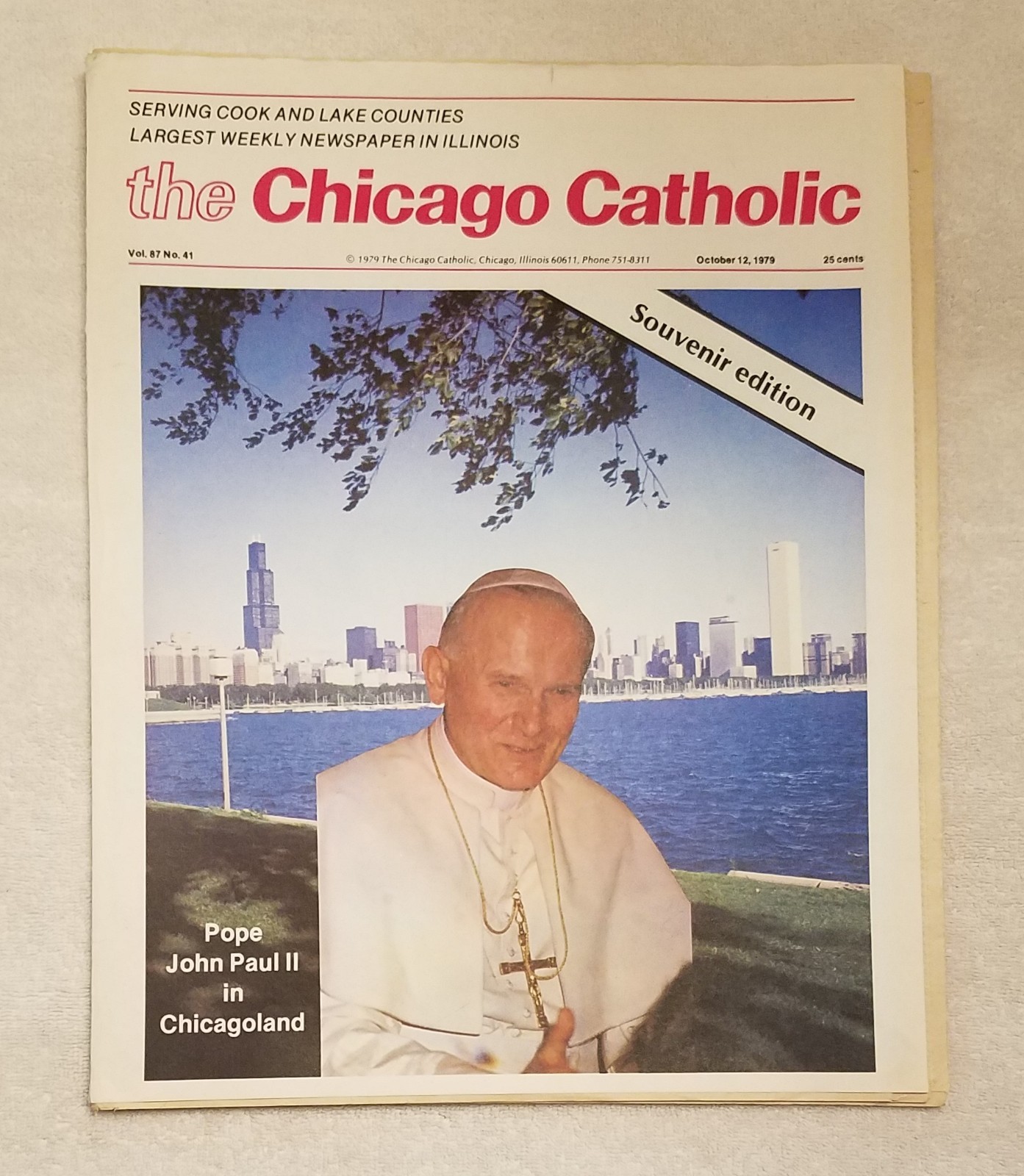 Pope John Paul II The Chicago Catholic Newspaper October 12, 1979 Souvenir Ed #2 Pope John Paul II The Chicago Catholic Newspaper October 12, 1979 Souvenir Ed #2