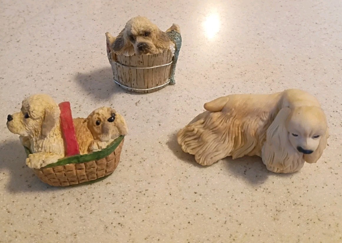 Three Vintage Cocker Spaniel Dog Refrigerator Magnets Udc 3D Resin