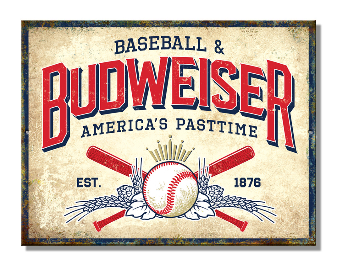 Budweiser Baseball America's Pasttime tin sign 8.25