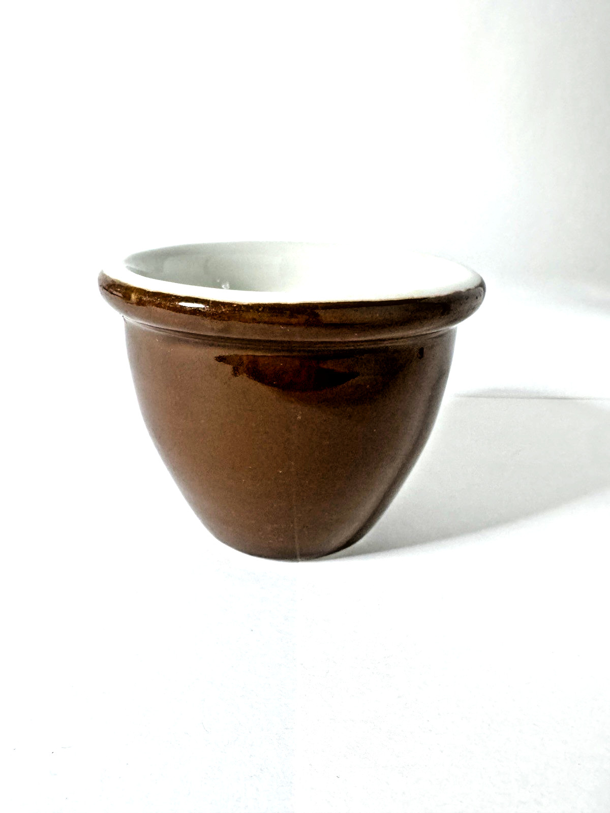 Hall Pottery Vintage Brown & White Custard Cup #352~USA