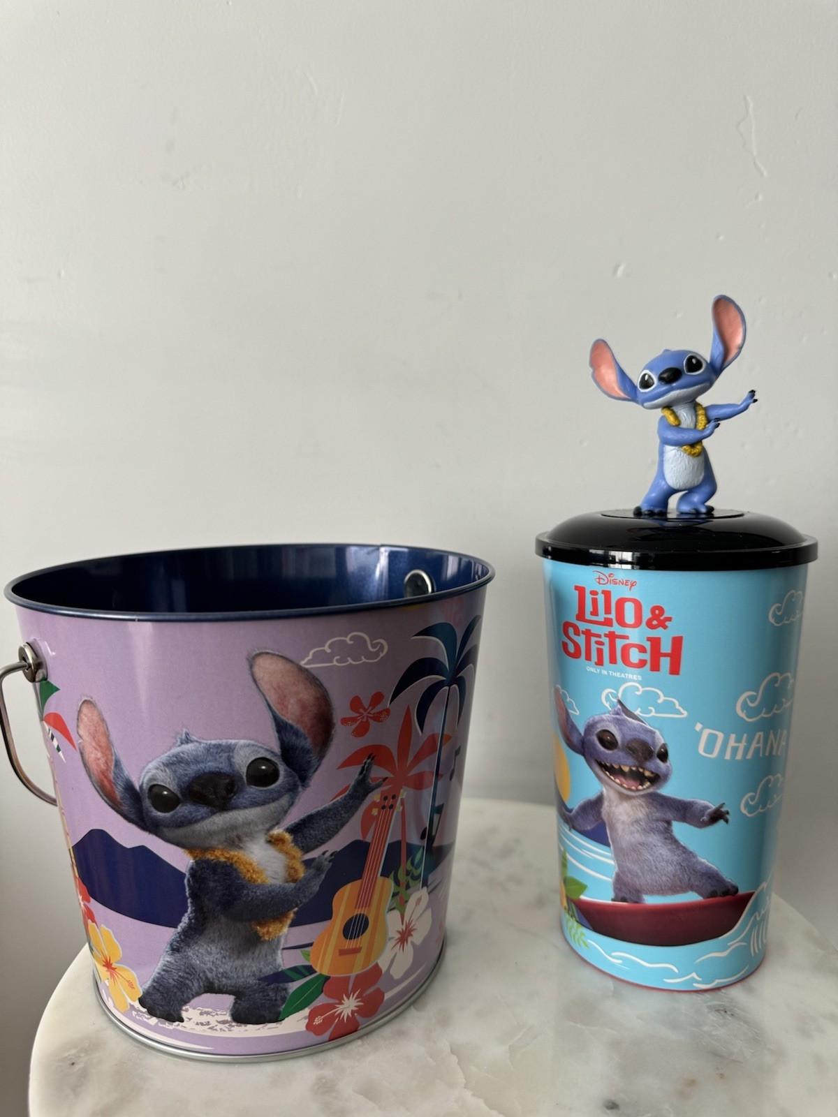 Lilo & Stitch 2025 AMC Exclusive Cups & Stitch Topper Lid & Tin Bucket Set New
