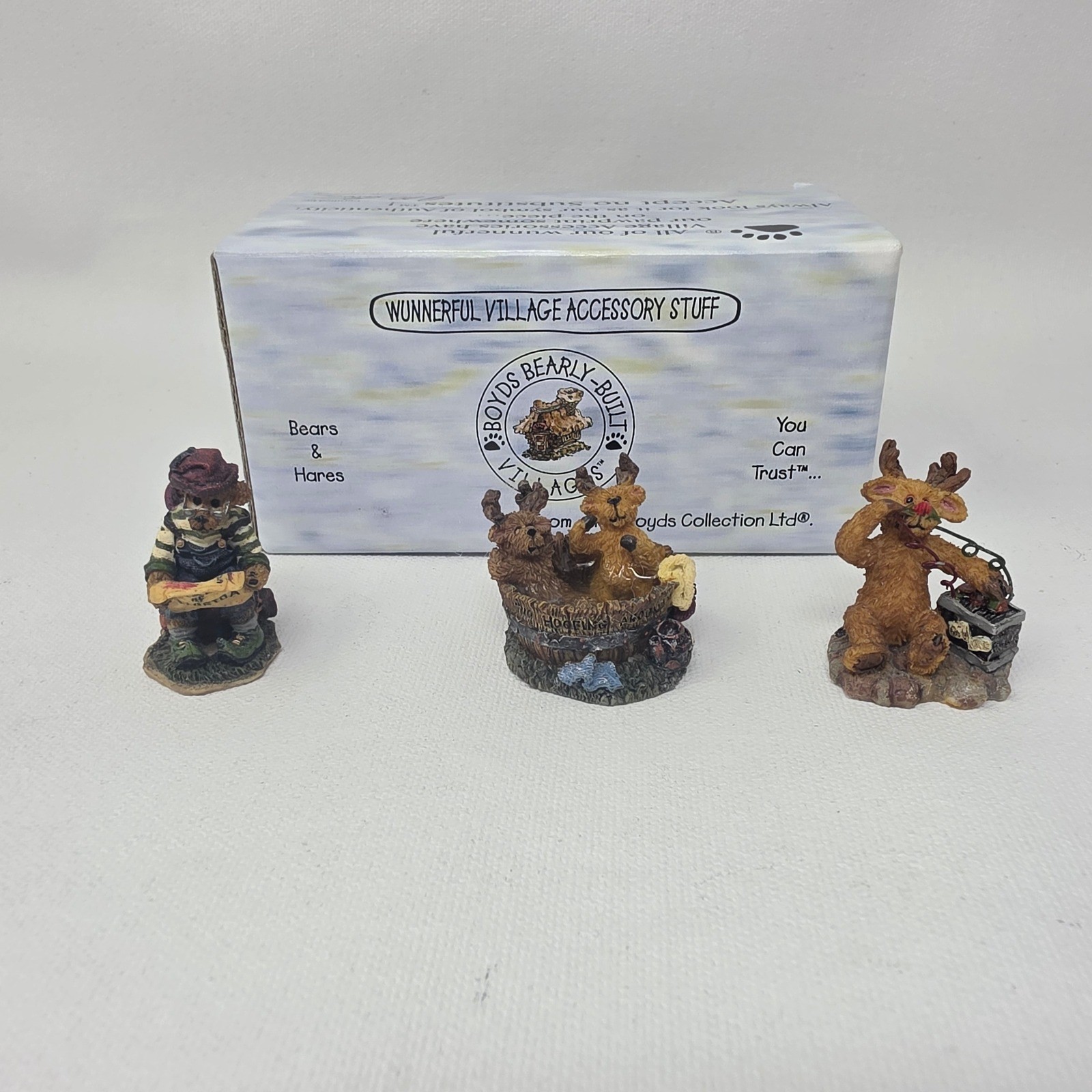Boyds Bearly-Built Villages Kringle's Village Set of 3 Bears in hot tub