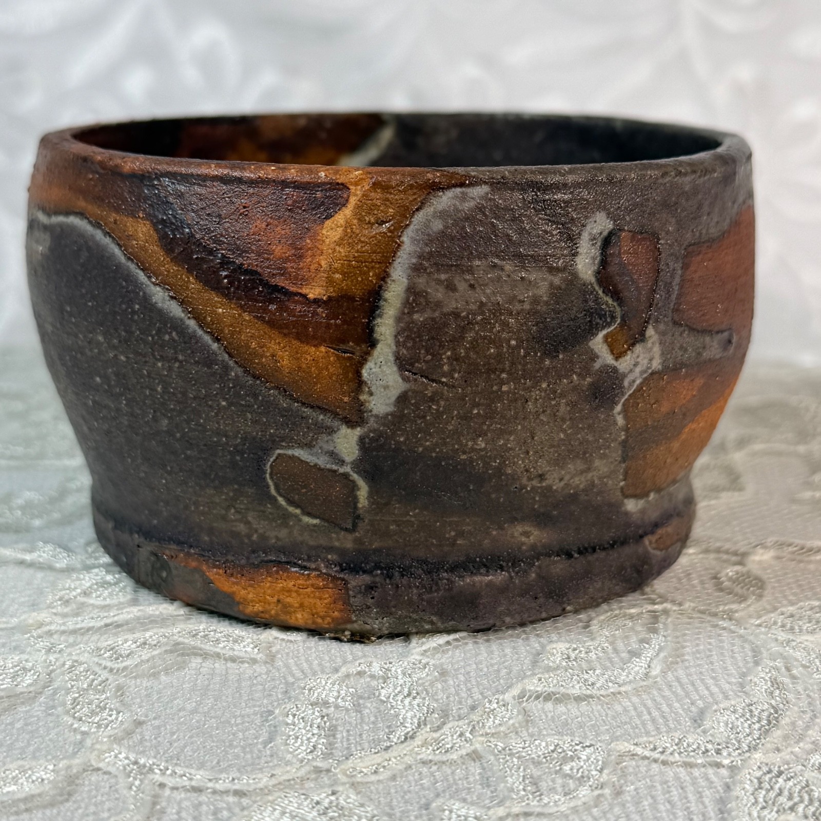 C B Gattie Signed Studio Art Pottery Wood Fired Bonsai Planter Ikebana Pot ash g