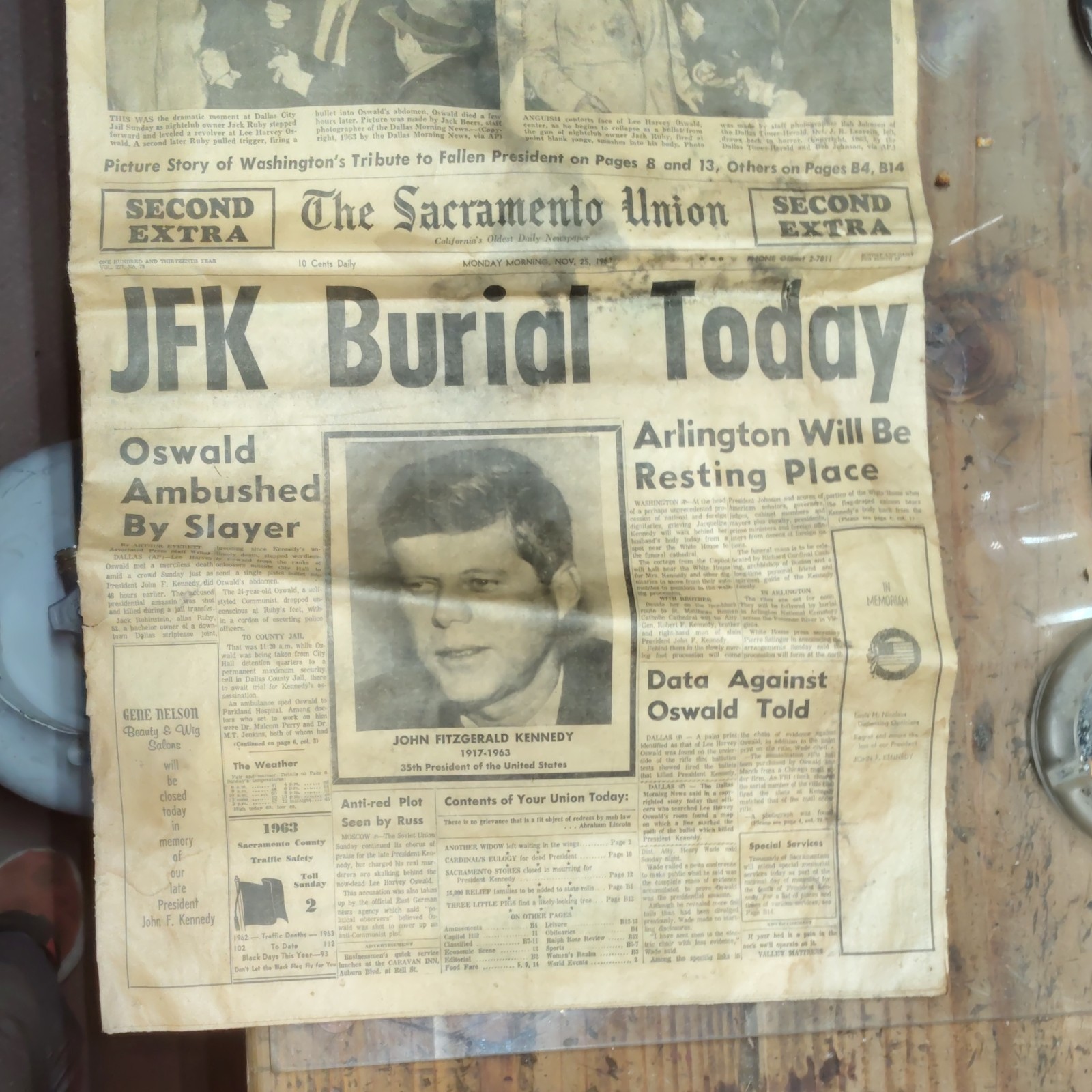 The Sacramento Union Newspaper Second Extra Nov 25, 1963 