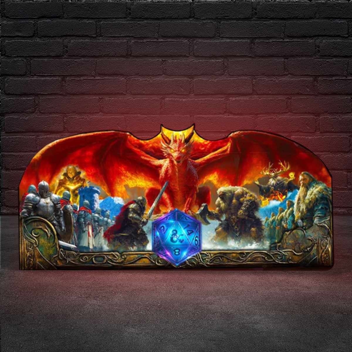 20inch Dungeons and Dragons Pinball Topper 3D Printed LED Light Box Arcade Decor