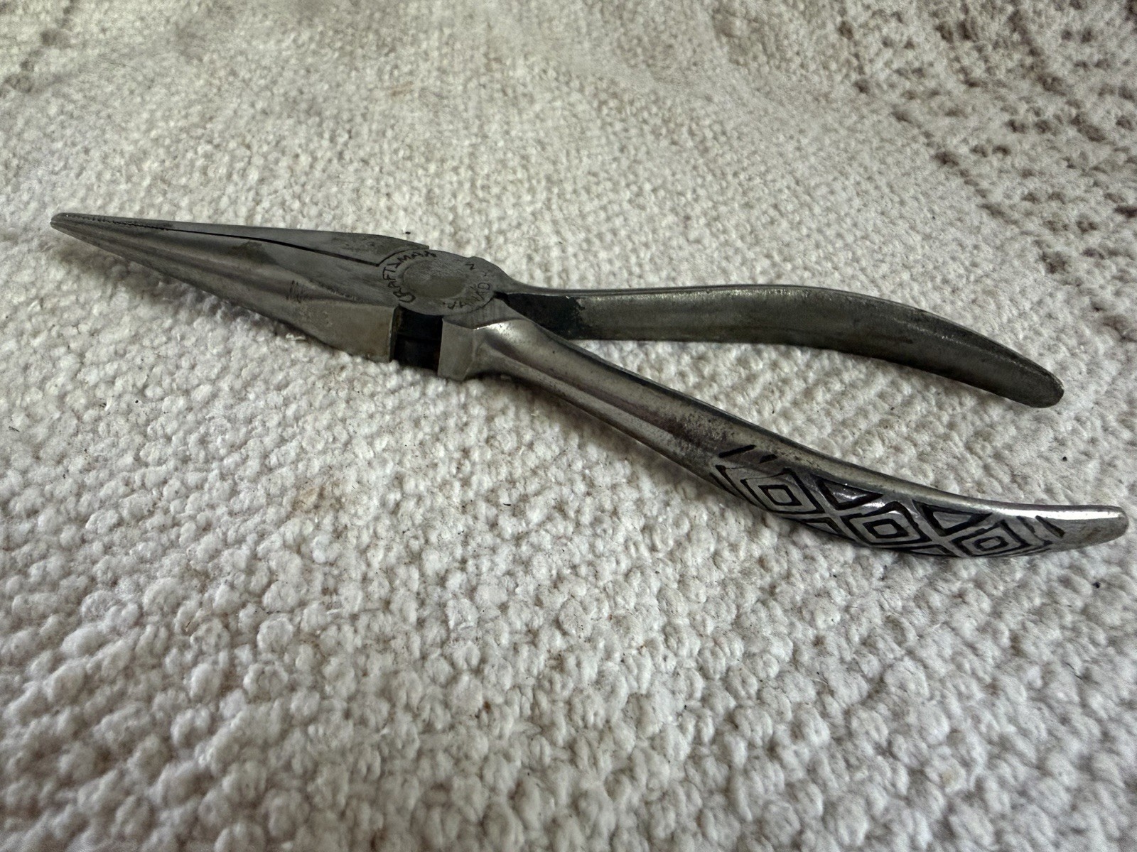 vintage Craftsman Vanadium long nose (needle nose) plier Nested Diamonds handle