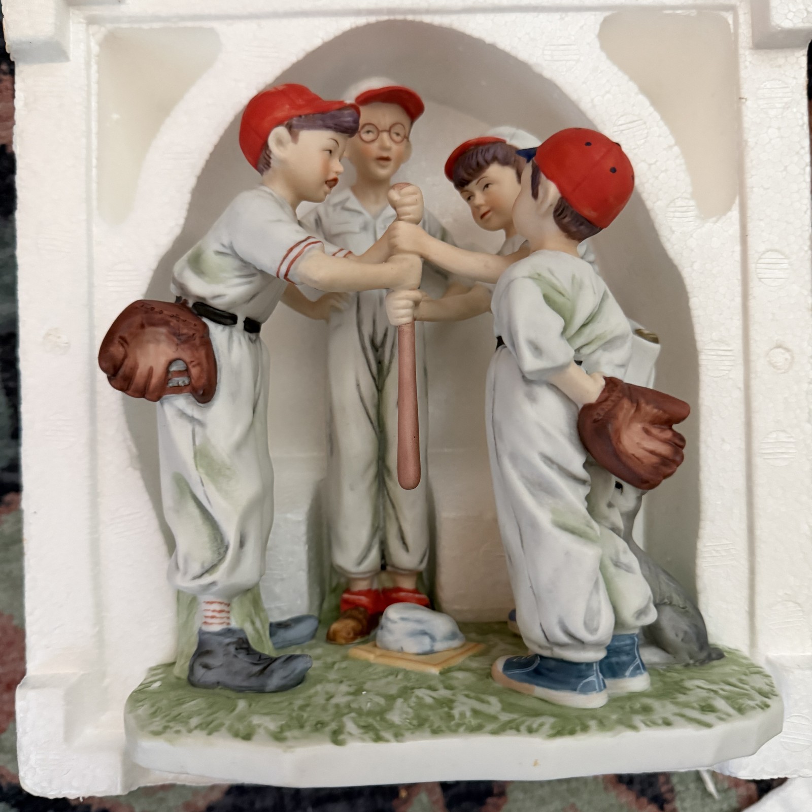 Gorham Norman Rockwell Choosing Up 1951 Four Boys Baseball Porcelain Figurine Gorham Norman Rockwell Choosing Up 1951 Four Boys Baseball Porcelain Figurine