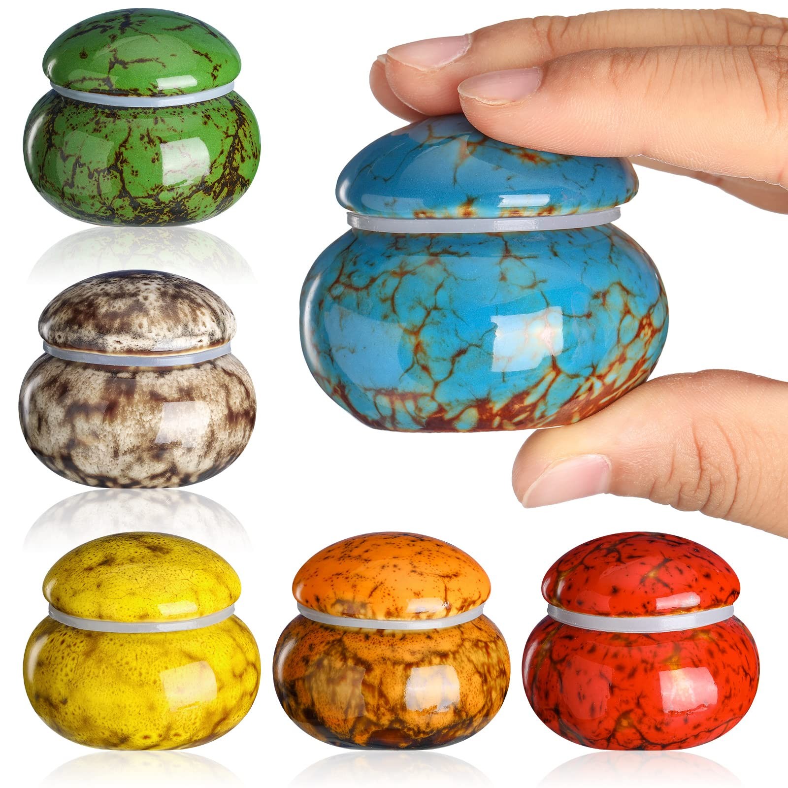 Bucherry 6 Pieces Ceramic Small Urn Orange, Red, Brown, Green, Blue, Yellow