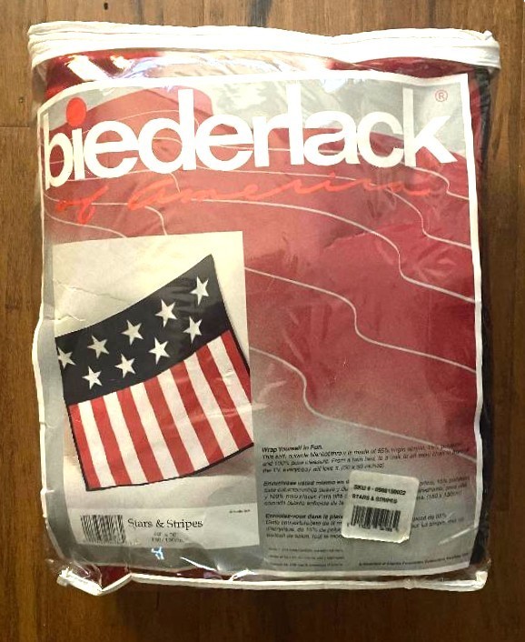 Vintage Biederlack Stars & Stripes Blanket, New In Package, Unopened.