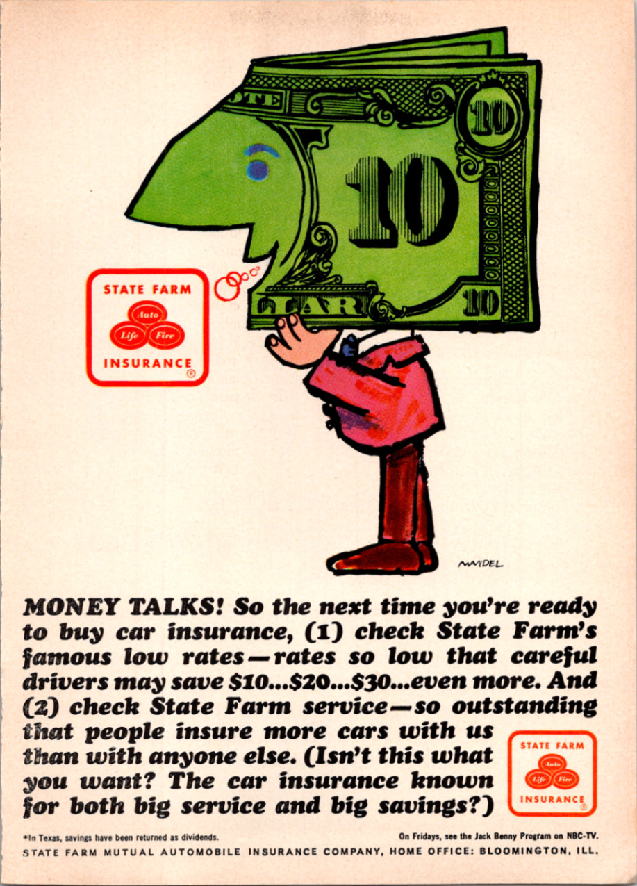 State Farm Magazine Ad Vintage Cartoon Money Fish Jack Benny Insurance 1950s State Farm Magazine Ad Vintage Cartoon Money Fish Jack Benny Insurance 1950s